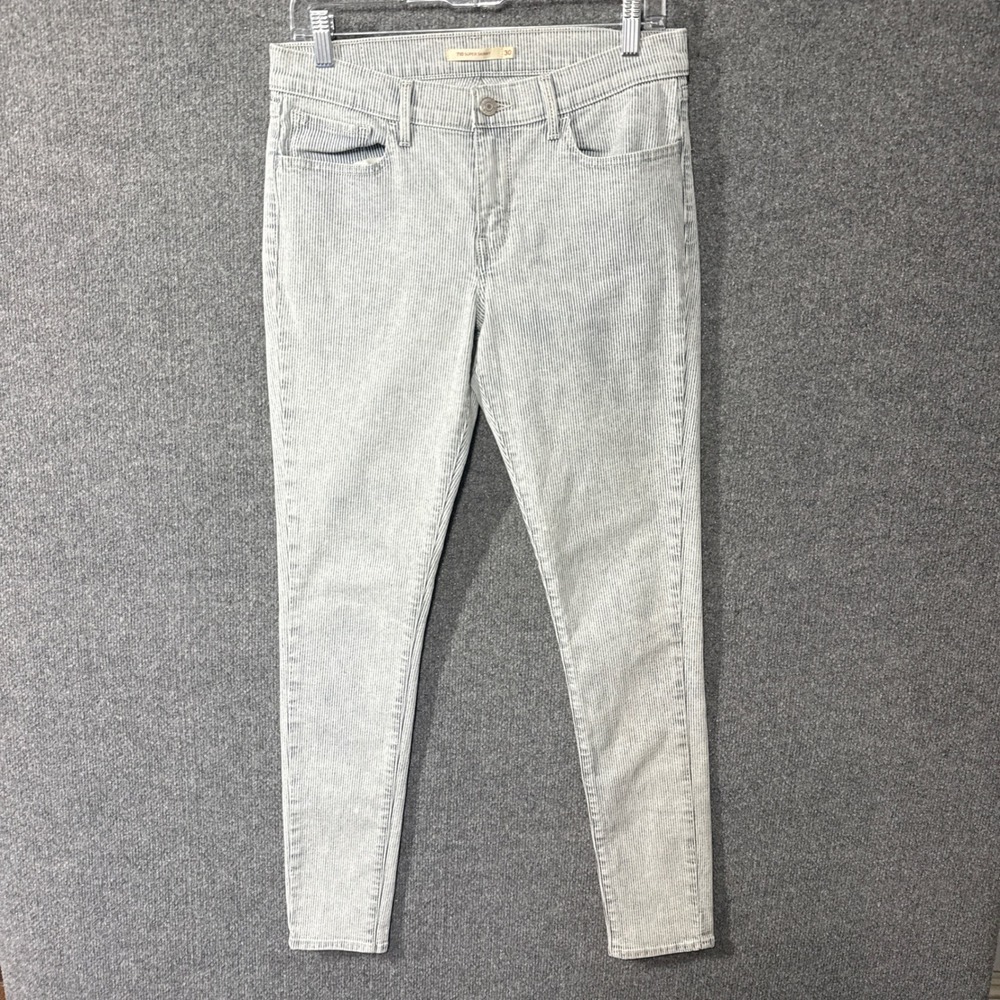 Levis Jeans Womens 30‎ x 32 710 Super Skinny Blue Hickory Pinstripe